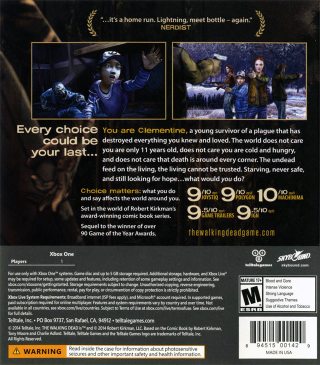 
The Walking Dead: Season Two | Xbox One | back cover 1