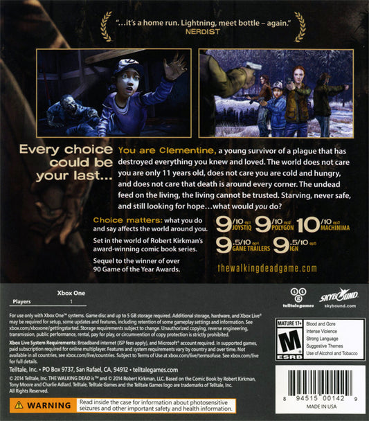 
The Walking Dead: Season Two | Xbox One | back cover 1