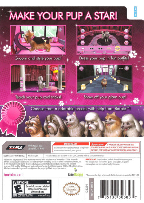 
Barbie: Groom and Glam Pups | Wii | back cover 1