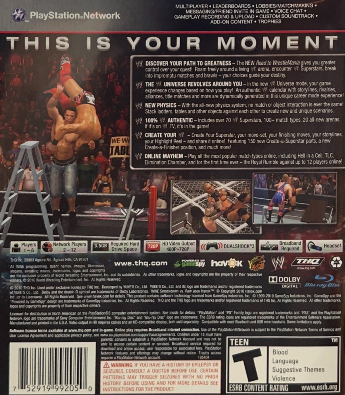 WWE Smackdown vs. Raw 2011 | PlayStation 3 | back cover 1 | Region: North America | Source: LaunchBox