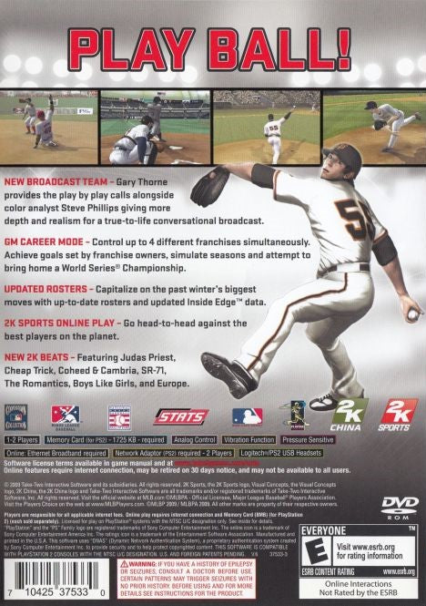 
Major League Baseball 2K9 | PlayStation 2 | back cover 1 | Region: North America | Source: LaunchBox