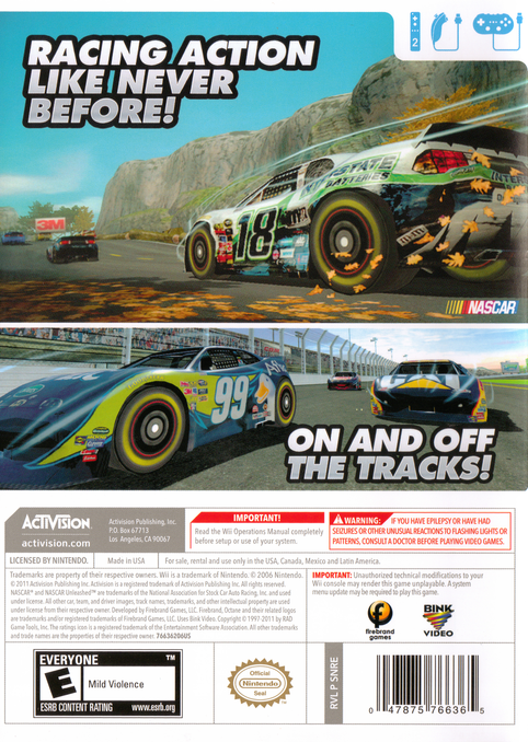 NASCAR: Unleashed | Wii | back cover 1