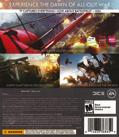 
Battlefield 1 | Xbox One | back cover 1