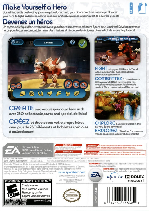 
Spore Hero | Wii | back cover 1