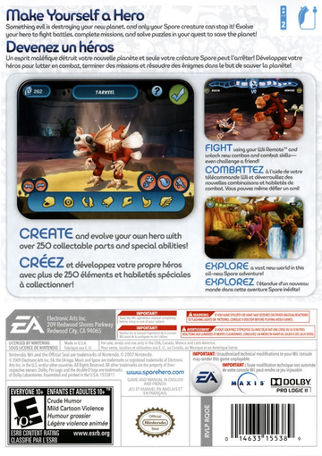 
Spore Hero | Wii | back cover 1
