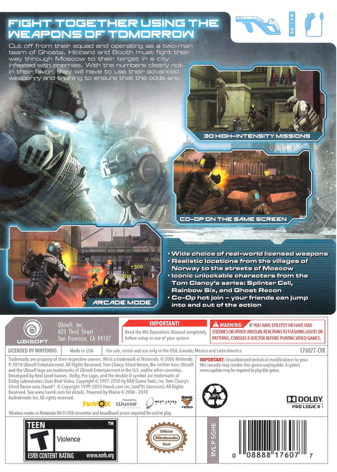 Tom Clancy's Ghost Recon | Wii | back cover 1