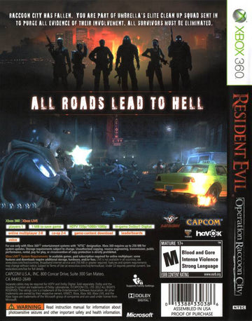 
Resident Evil: Operation Raccoon City | Xbox 360 | back cover 1 | Region: North America | Source: LaunchBox