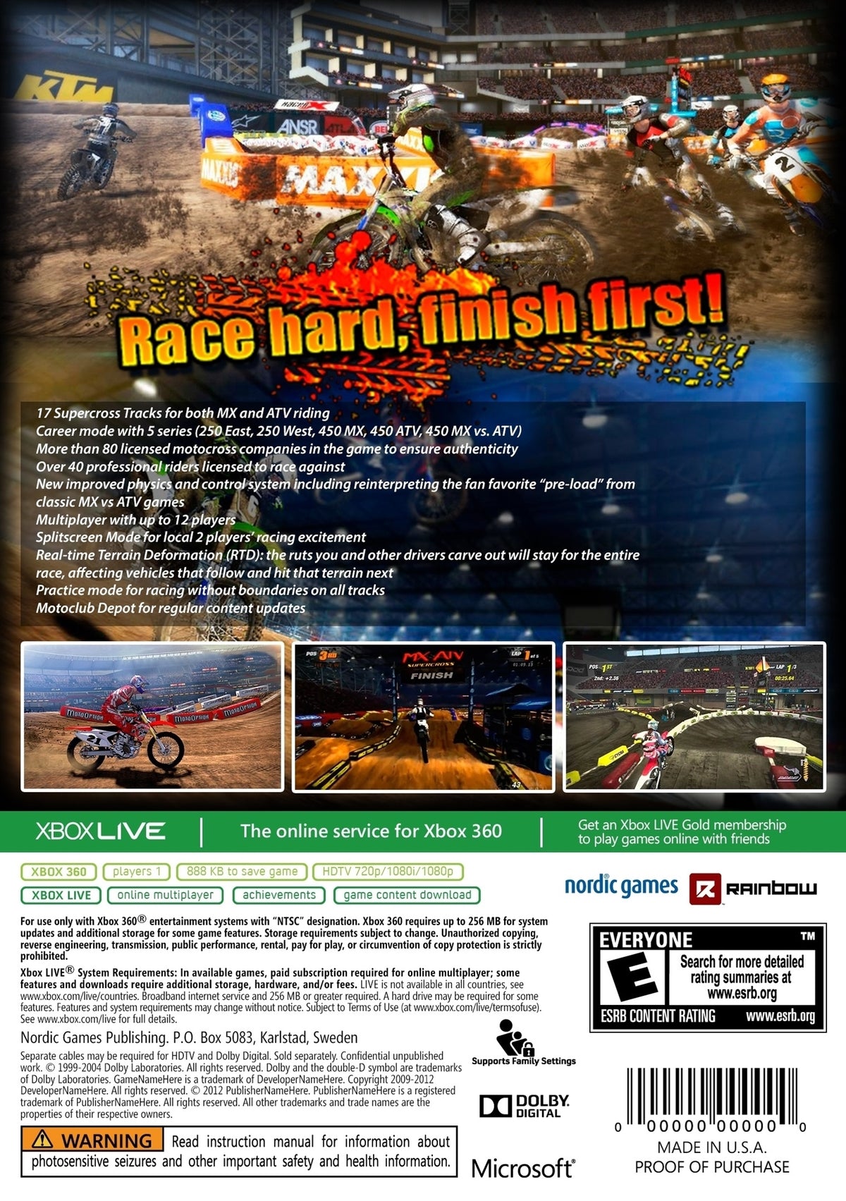 
MX vs. ATV: Supercross | Xbox 360 | back cover 1 | Region: North America | Source: LaunchBox