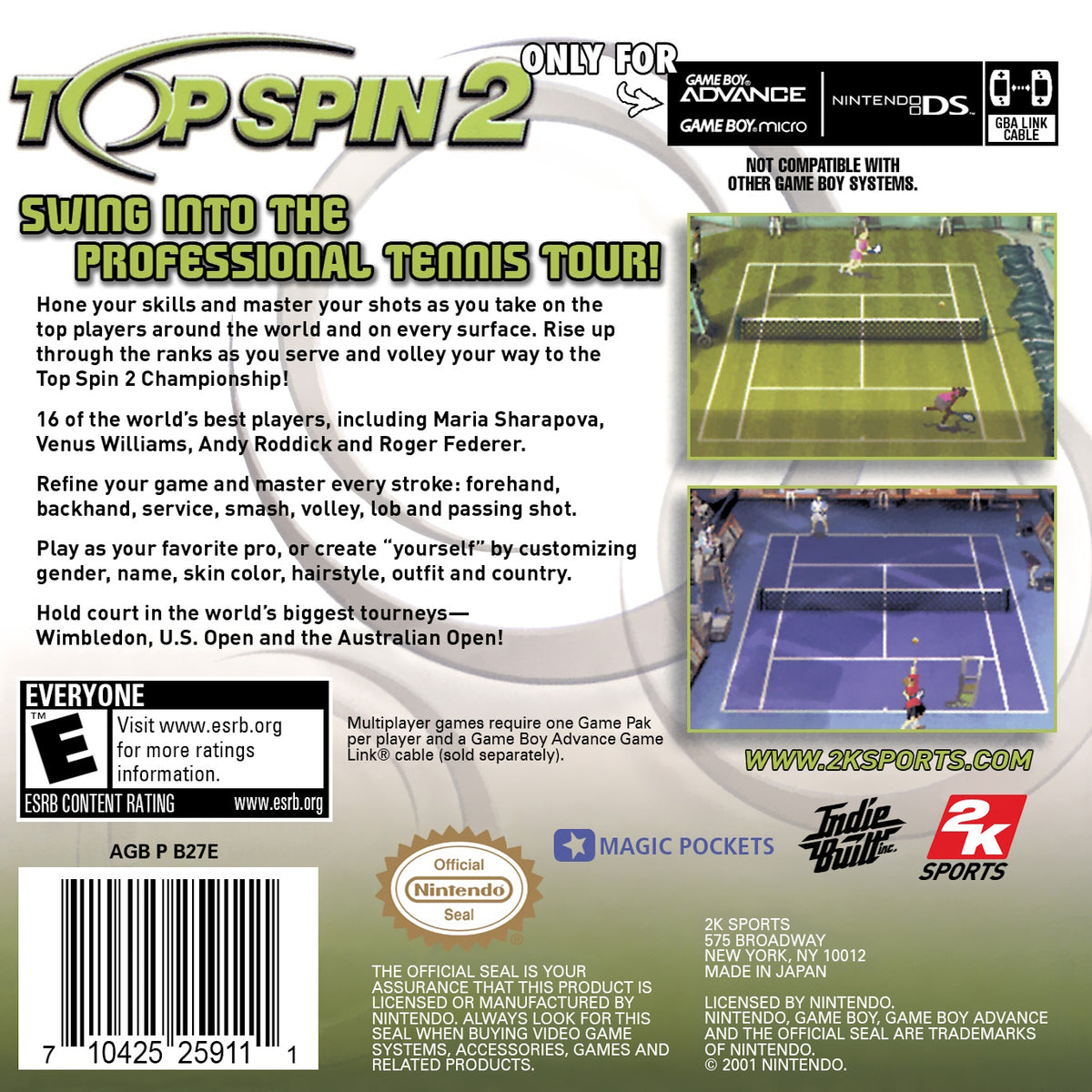 
Top Spin 2 | Nintendo DS | back cover 1