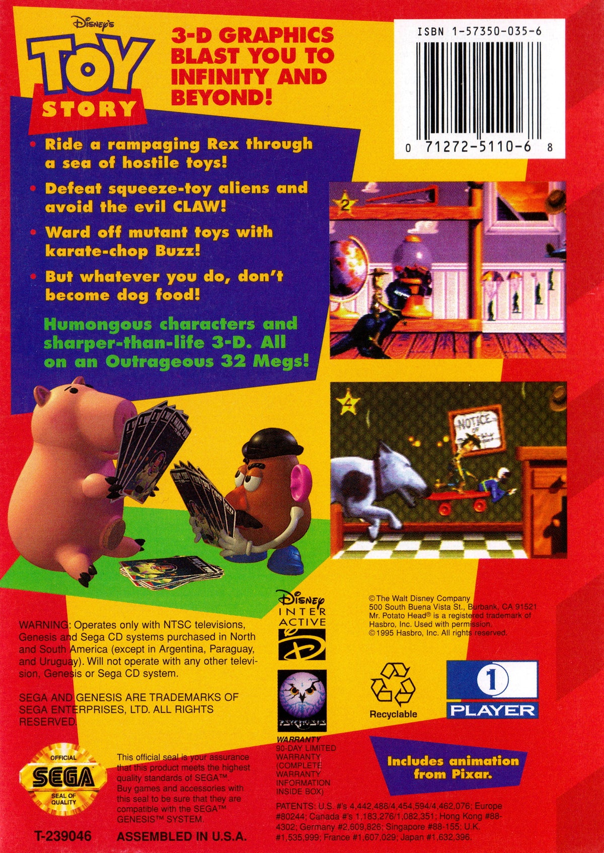 
Disney's Toy Story | Genesis | back cover 1