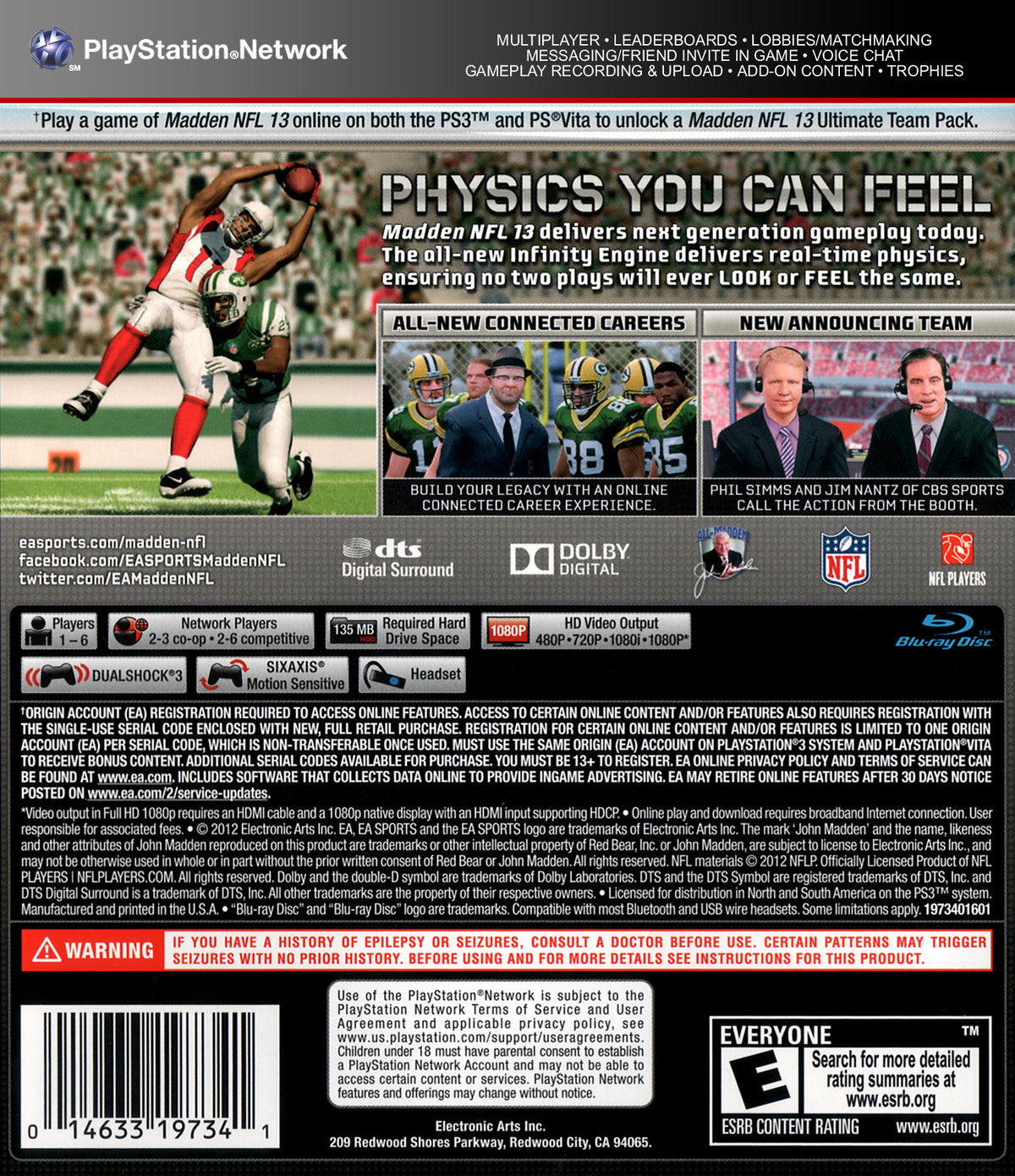 
Madden NFL 13 | PlayStation 3 | back cover 1
