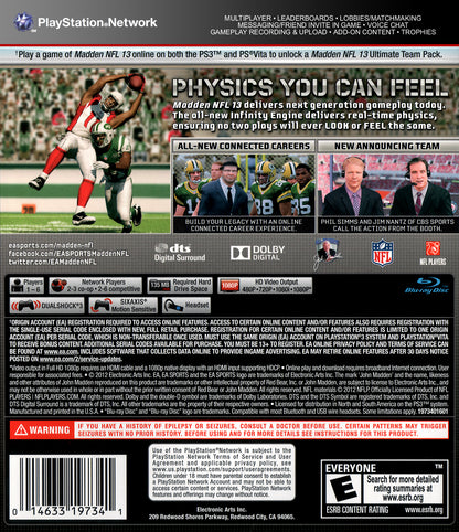 
Madden NFL 13 | PlayStation 3 | back cover 1