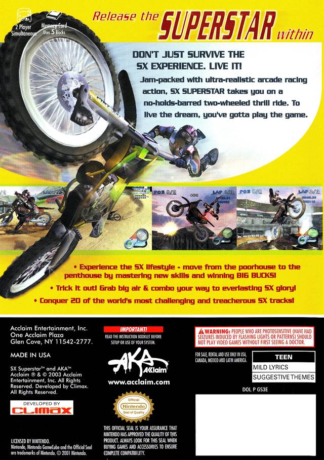 
SX Superstar | GameCube | back cover 1