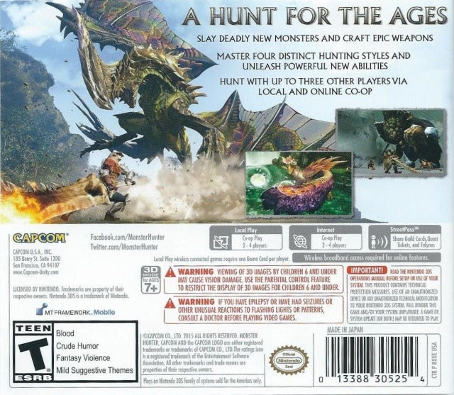 Monster Hunter: Generations | Nintendo 3DS | back cover 1