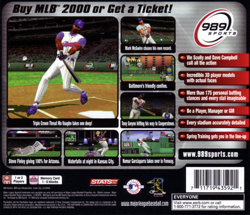 
MLB 2000 | PlayStation | back cover 1 | Region: North America | Source: LaunchBox