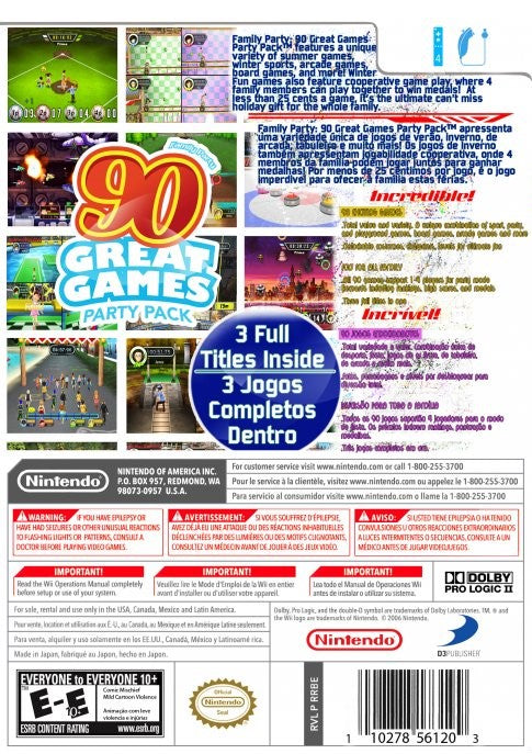 
Family Party: 90 Great Games Party Pack | Wii | back cover 1