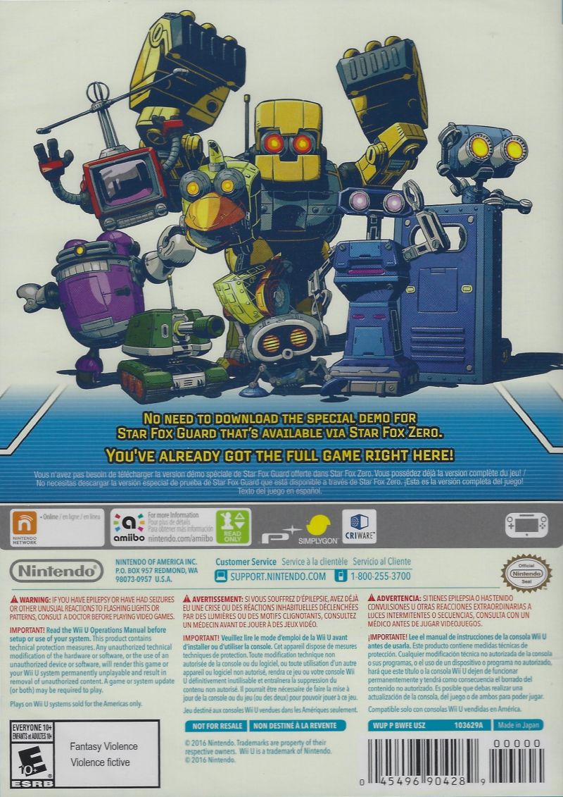 
Star Fox Guard | Wii U | back cover 1