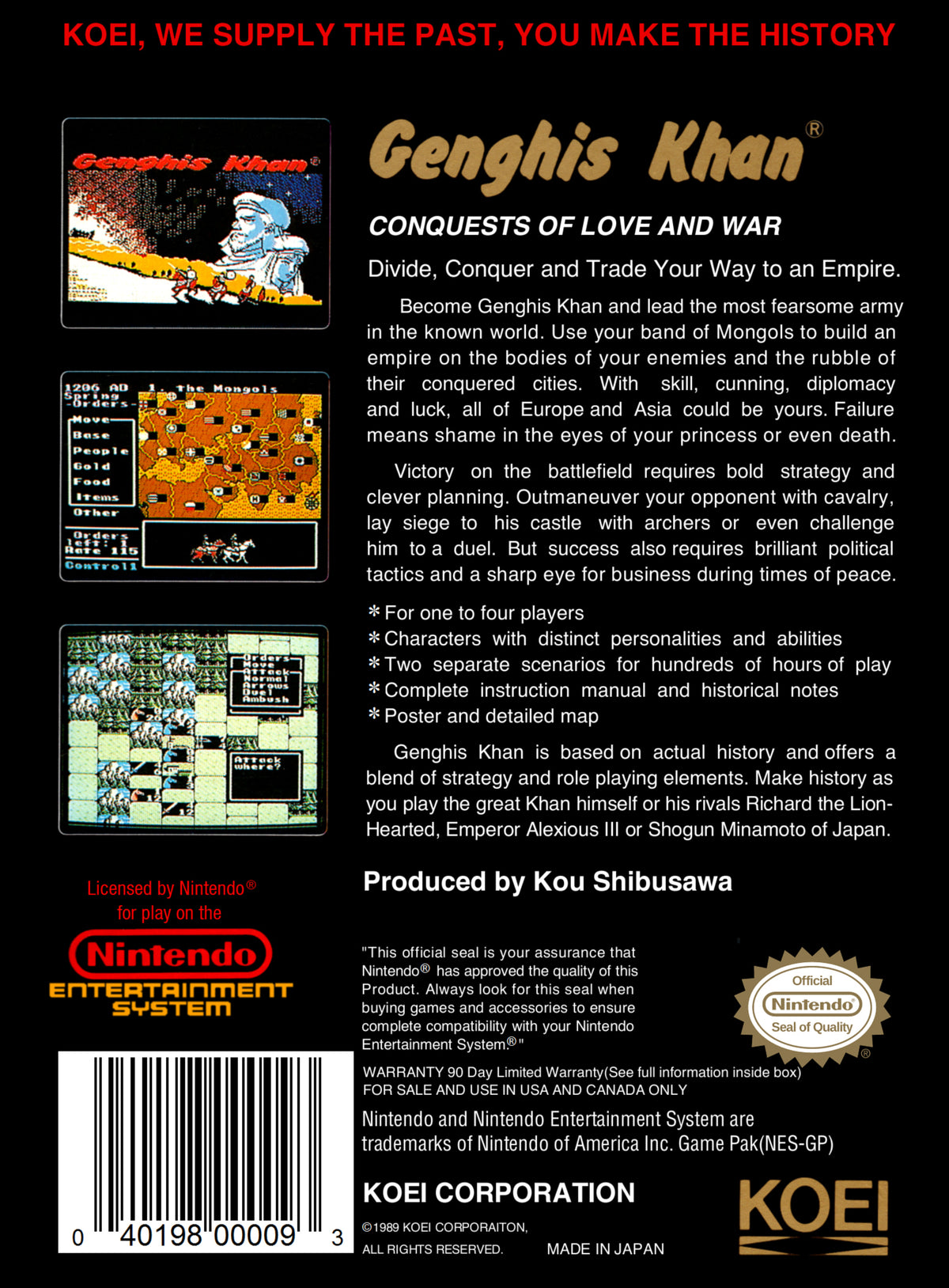 
Genghis Khan | NES | back cover 1