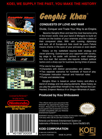 
Genghis Khan | NES | back cover 1