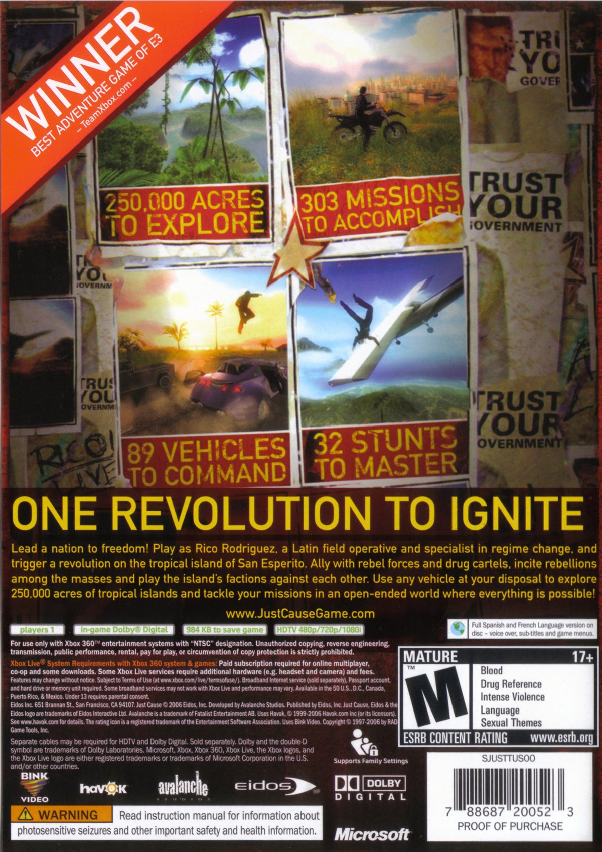 
Just Cause | Xbox 360 | back cover 1 | Region: North America | Source: LaunchBox