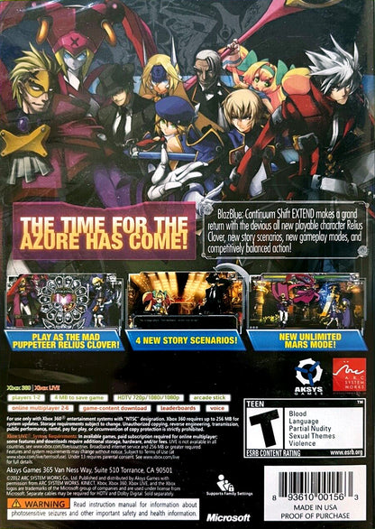 
BlazBlue: Continuum Shift Extend | Xbox 360 | back cover 1 | Region: North America | Source: LaunchBox
