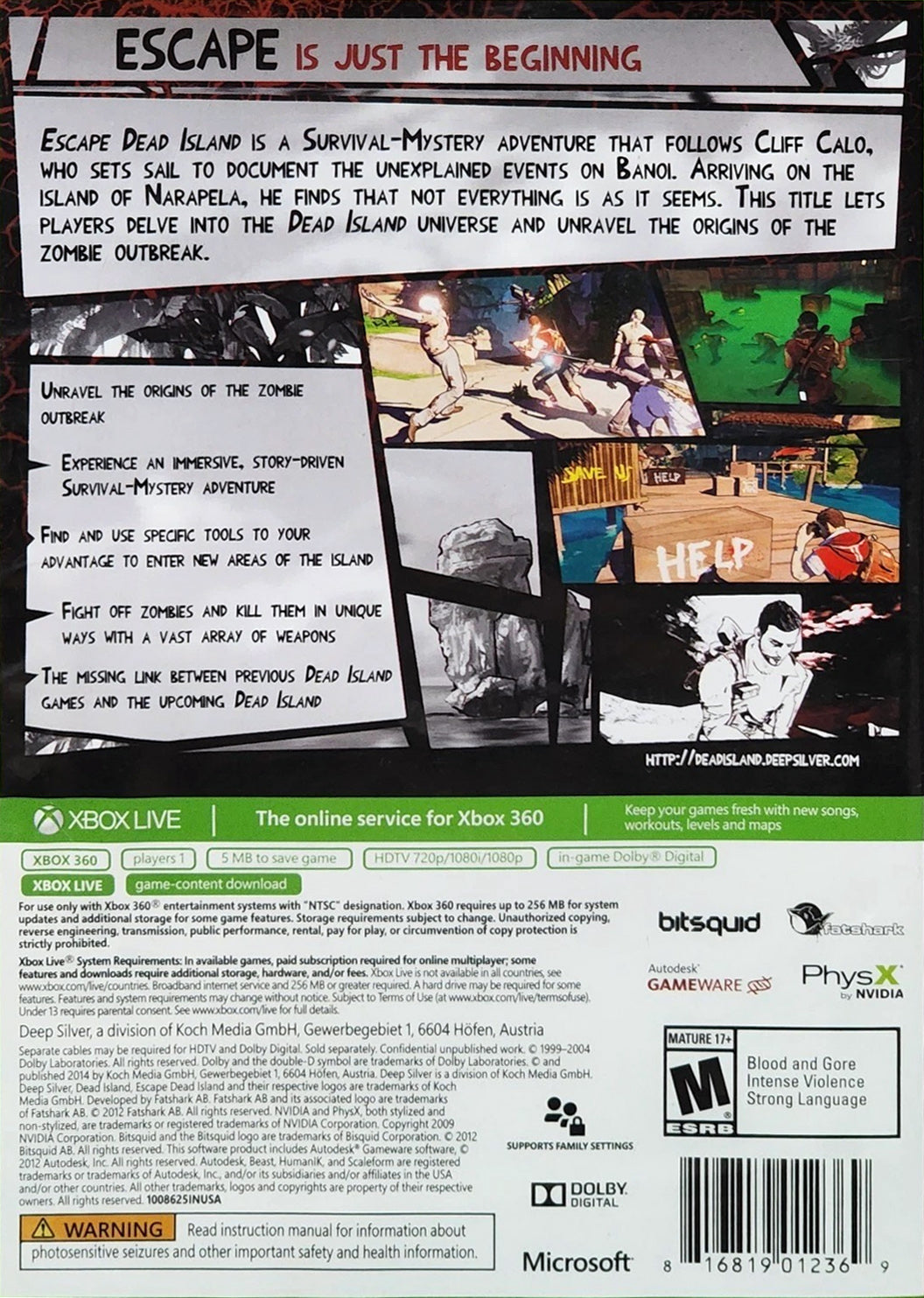 Escape Dead Island | Xbox 360 | back cover 1