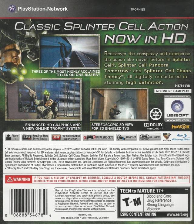 
Tom Clancy's Splinter Cell Trilogy | PlayStation 3 | back cover 1