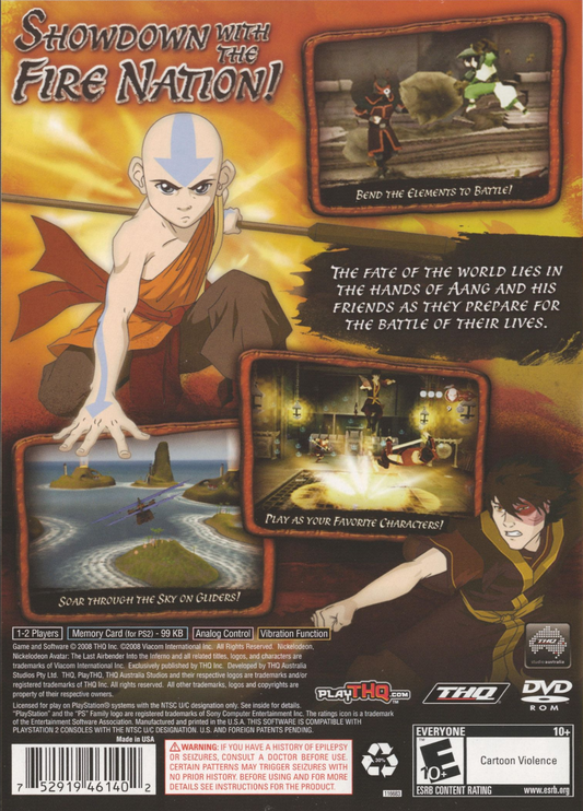 
Avatar: The Last Airbender - Into the Inferno | PlayStation 2 | back cover 1 | Region: North America | Source: LaunchBox