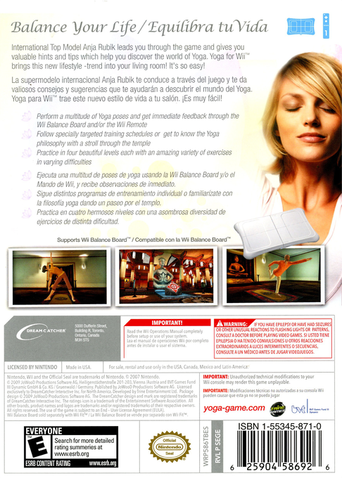 
Yoga | Wii | back cover 1