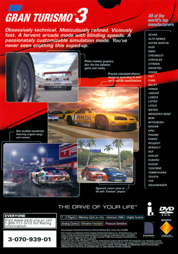 
Gran Turismo 3: A-spec | PlayStation 2 | back cover 1