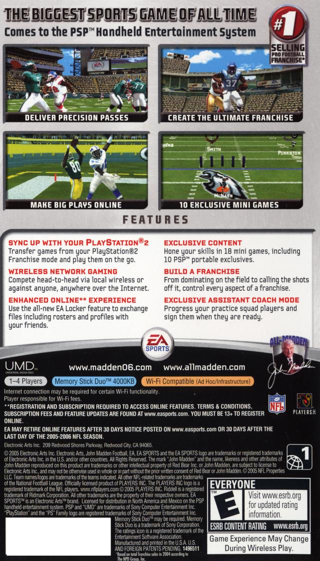 
Madden NFL 06 | PSP | back cover 1