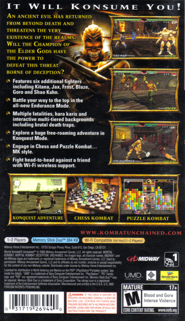 
Mortal Kombat: Unchained | PSP | back cover 1