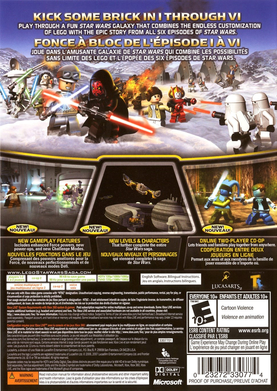 LEGO Star Wars: The Complete Saga | Xbox 360 | back cover 1 | Region: North America | Source: LaunchBox