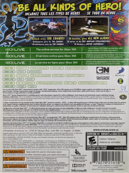 
Ben 10: Omniverse | Xbox 360 | back cover 1 | Region: North America | Source: LaunchBox