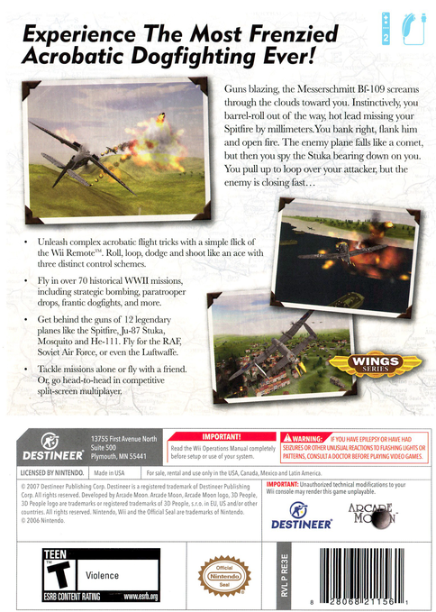 
WWII Aces | Wii | back cover 1 | Region: North America | Source: LaunchBox