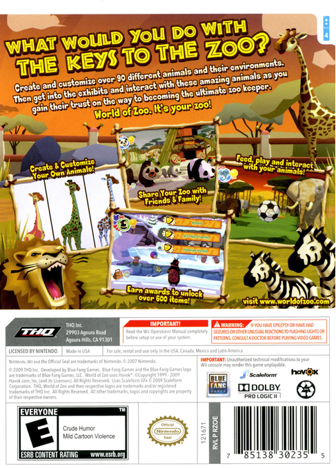 
World of Zoo | Wii | back cover 1