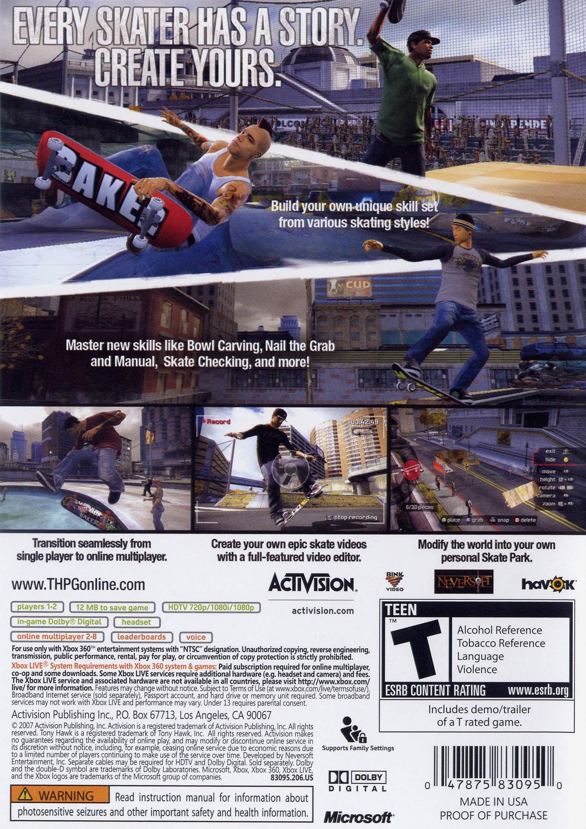 
Tony Hawk's Proving Ground | Xbox 360 | back cover 1