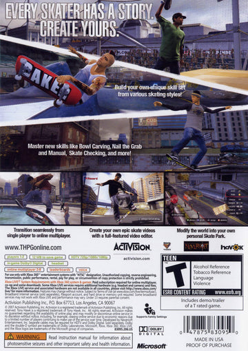 
Tony Hawk's Proving Ground | Xbox 360 | back cover 1
