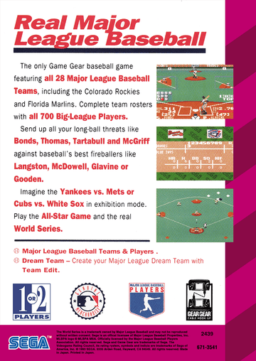
World Series Baseball | Game Gear | back cover 1 | Region: North America | Source: LaunchBox