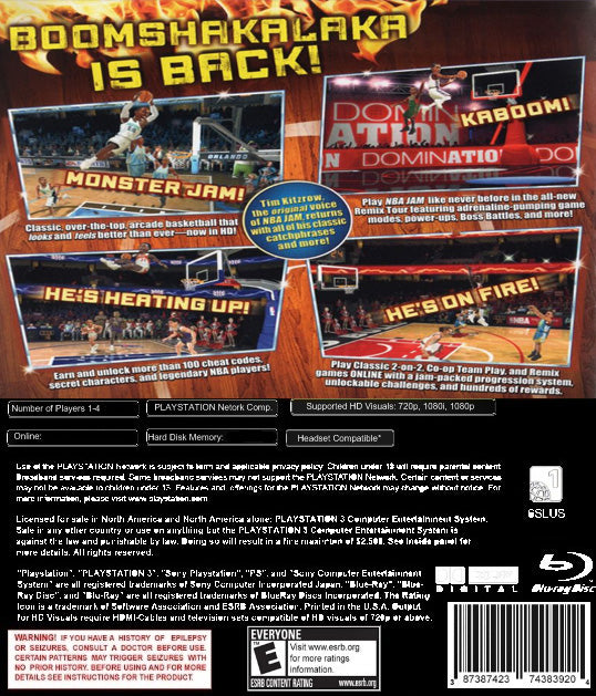 NBA Jam | PlayStation 3 | back cover 1 | Region: North America | Source: LaunchBox