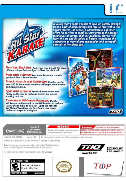 
All Star Karate | Wii | back cover 1 | Region: North America | Source: LaunchBox