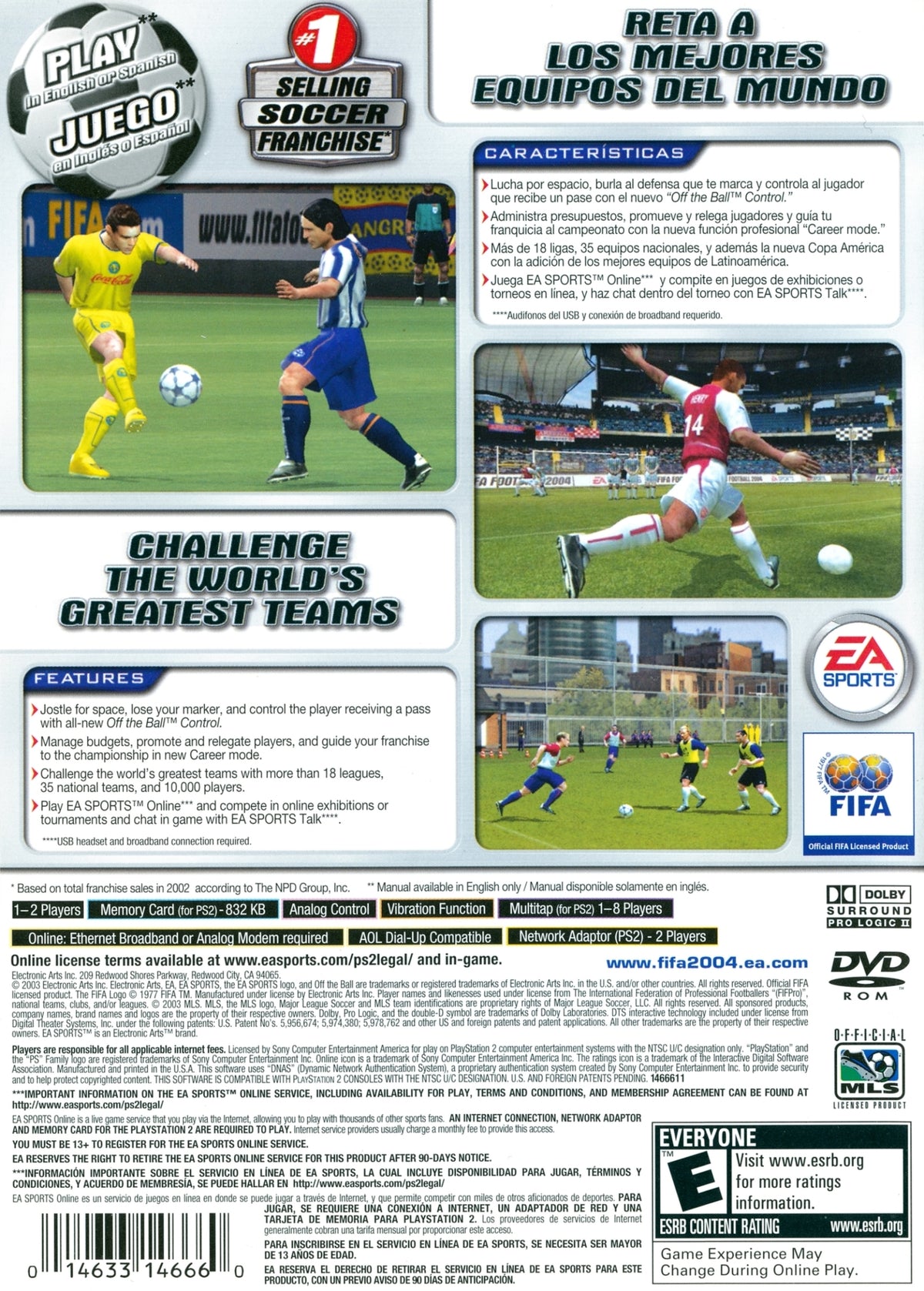 
FIFA Soccer 2004 | PlayStation 2 | back cover 1 | Region: North America | Source: LaunchBox