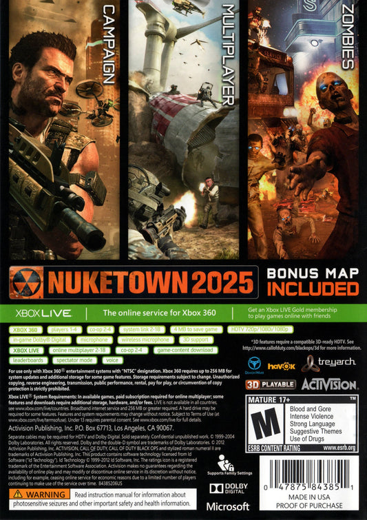 Call of Duty: Black Ops II | Xbox 360 | back cover 1 | region=North America | launchbox-513b24cf5ec0 | source=LaunchBox