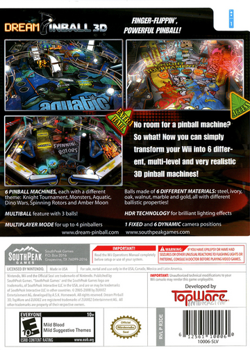 
Dream Pinball 3D | Wii | back cover 1