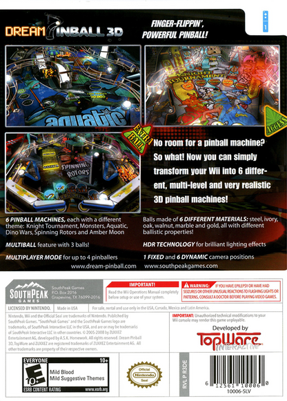 
Dream Pinball 3D | Wii | back cover 1