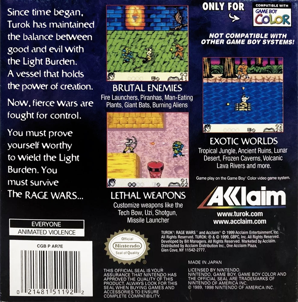 
Turok: Rage Wars | Game Boy Color | back cover 1