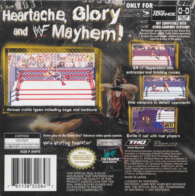 
WWF Road to WrestleMania | Game Boy Advance | back cover 1 | Region: North America | Source: LaunchBox