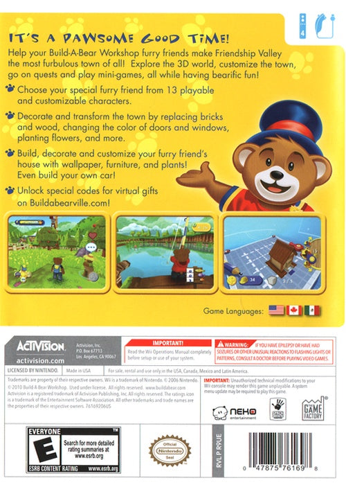 
Build-A-Bear Workshop: Friendship Valley | Wii | back cover 1