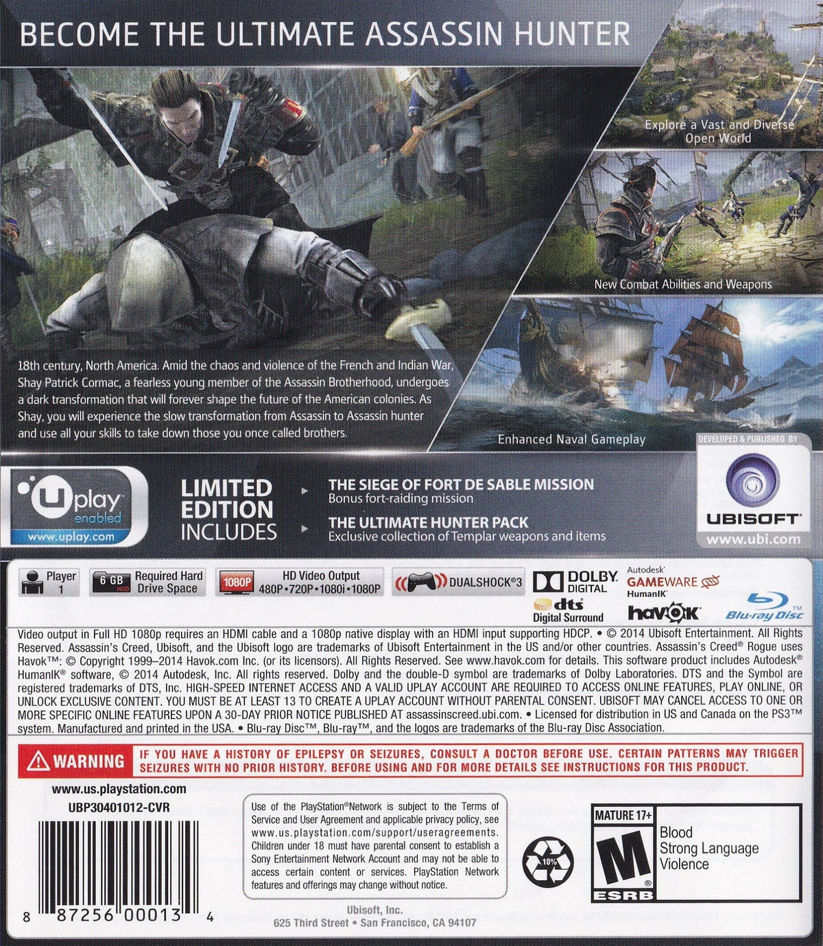 
Assassin's Creed: Rogue | PlayStation 3 | back cover 1