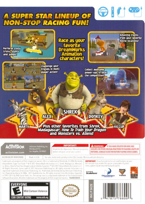 Dreamworks Super Star Kartz | Wii | back cover 1